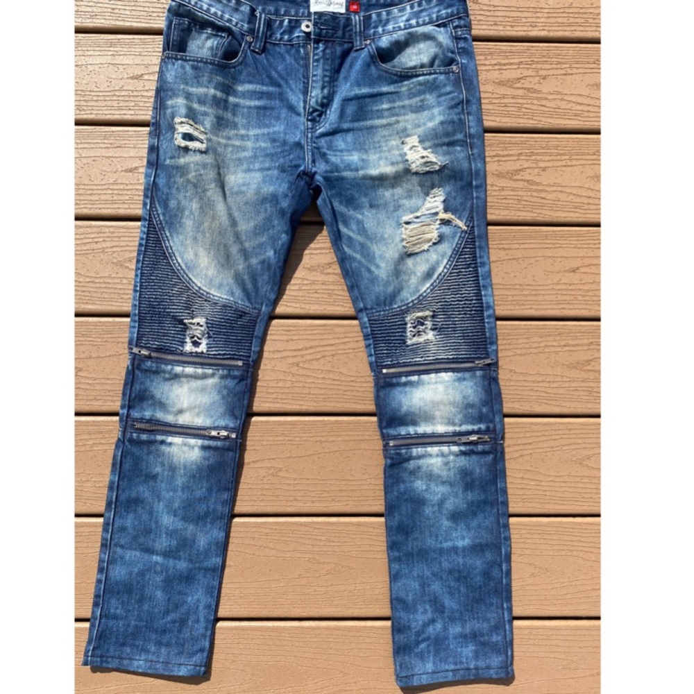 Dark Blue Biker Jeans